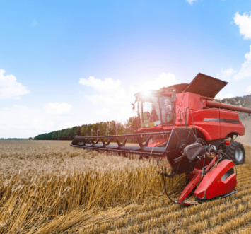 harvester harvesting the field